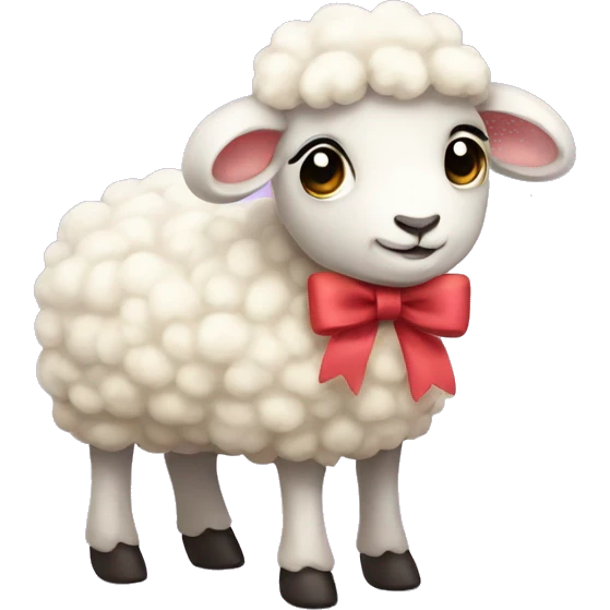 Little sweet sheep with a bow emoji