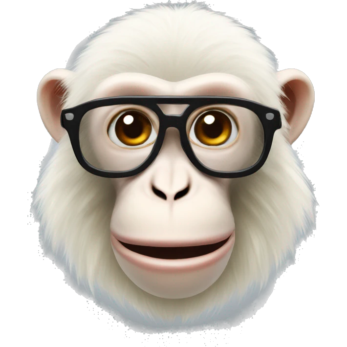 Crazy Albino monkey with black running glasses emoji