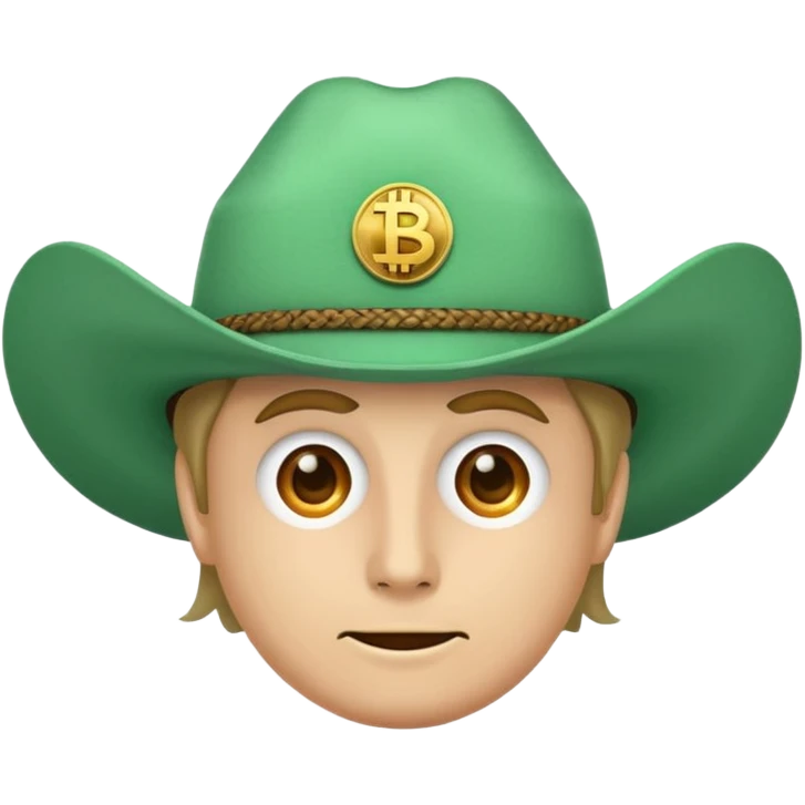 Cowboy Hat Face emoji with Bitcoin logo eyes, minty green cowboy hat, and '100x' written on the hat emoji