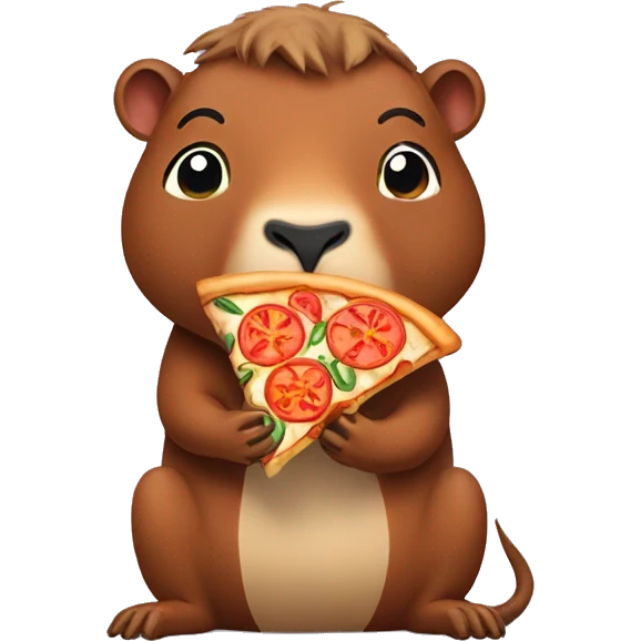 Capibara eating pizza emoji
