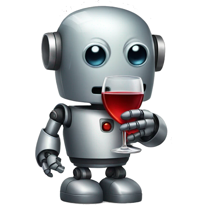 cute robot drinking wine emoji