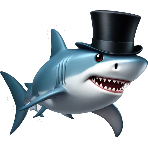 Shark with a top hat emoji