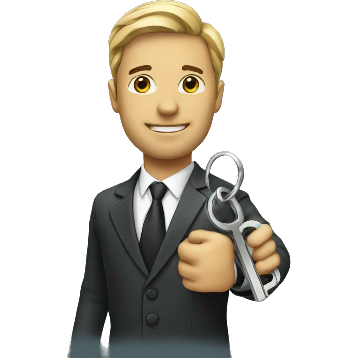 businessman with a key emoji