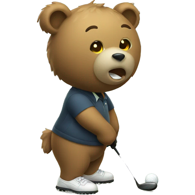 Bear doing golf emoji