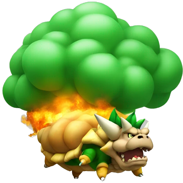bowser farting a big green cloud emoji