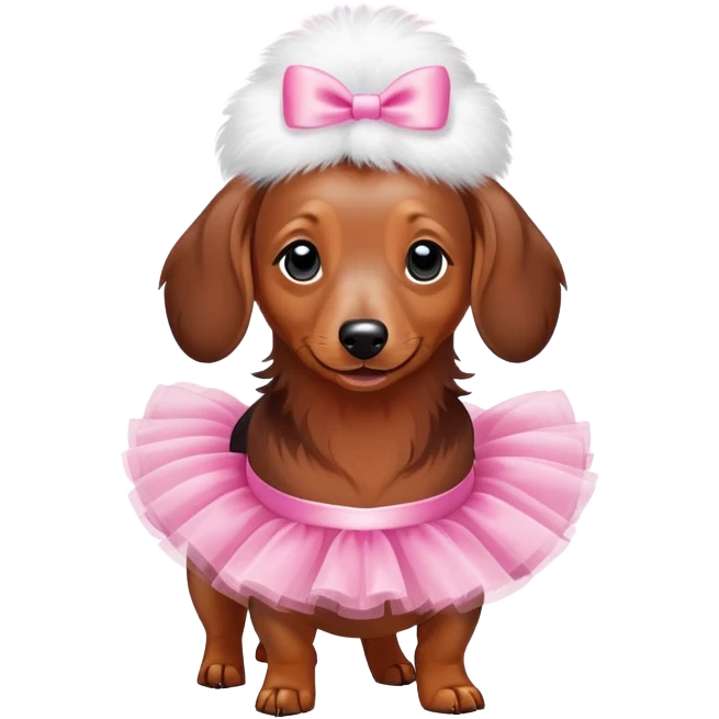 Dachshund In a pink tutu ￼ emoji