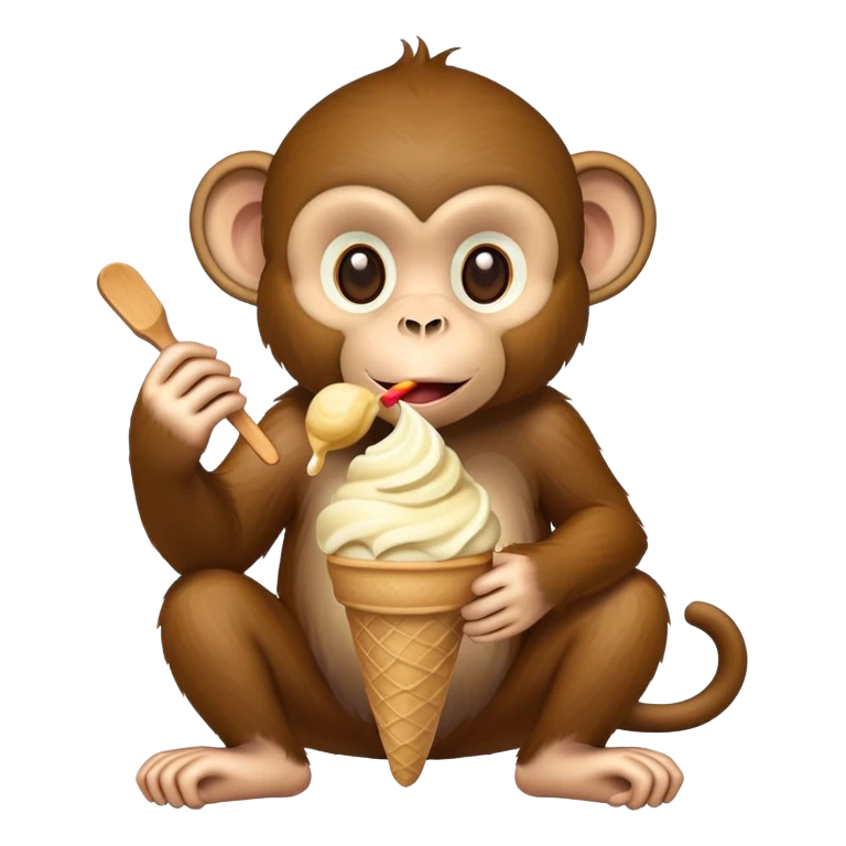 a monkey eating ice cream emoji