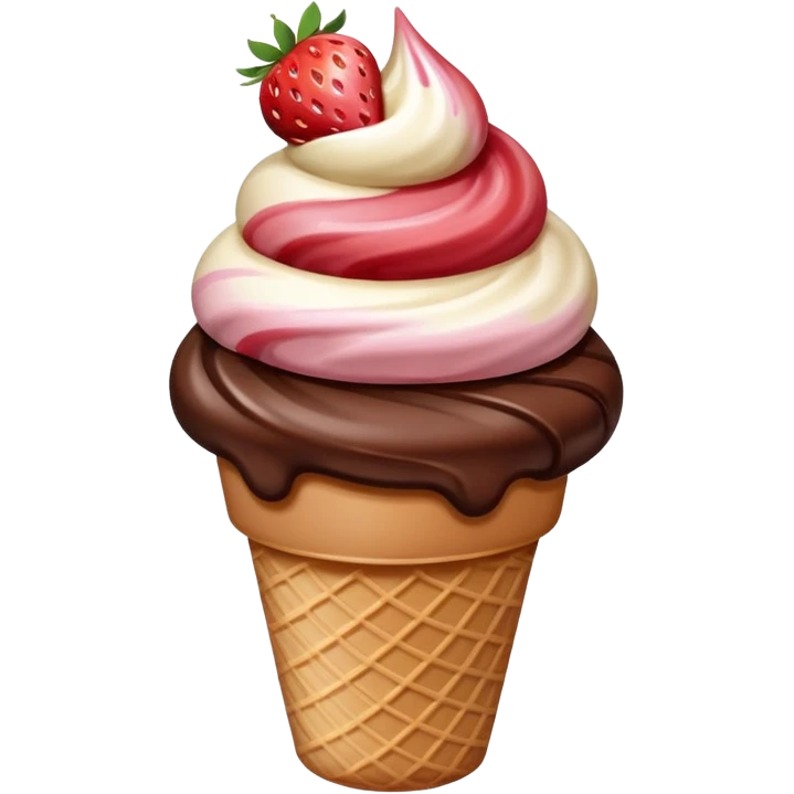 Chocolate strawberry vanilla ice cream emoji