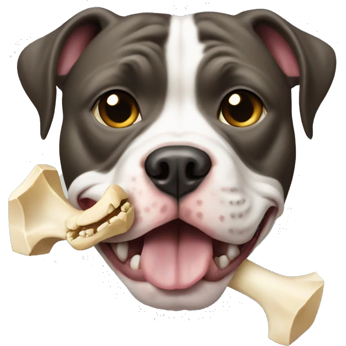 Pitbull dog with a bone in mouth emoji