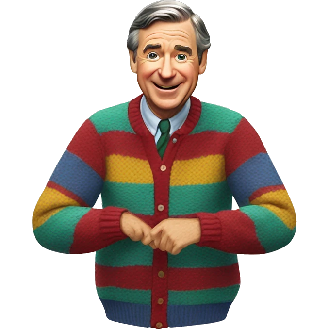 Mister Rogers flipping his sweaters emoji