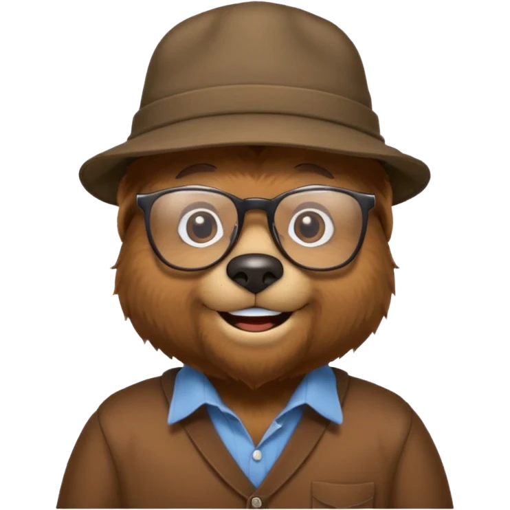 glasses bear with hat and shirt emoji
