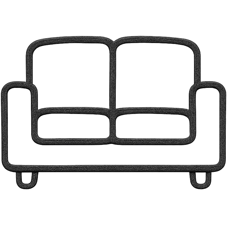 minimal sofa, hand drawn black outline emoji