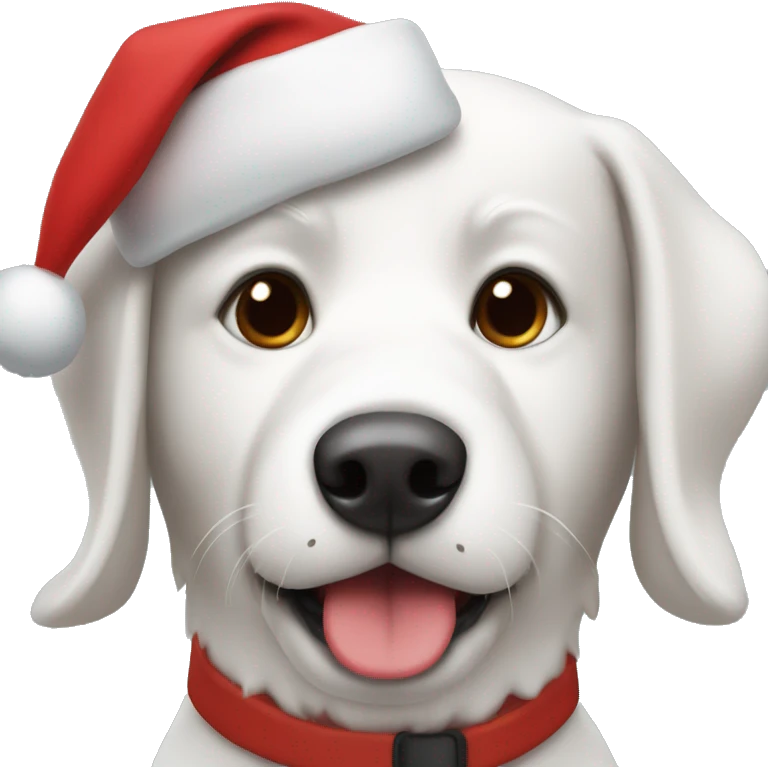 white-red dog with santa hat emoji