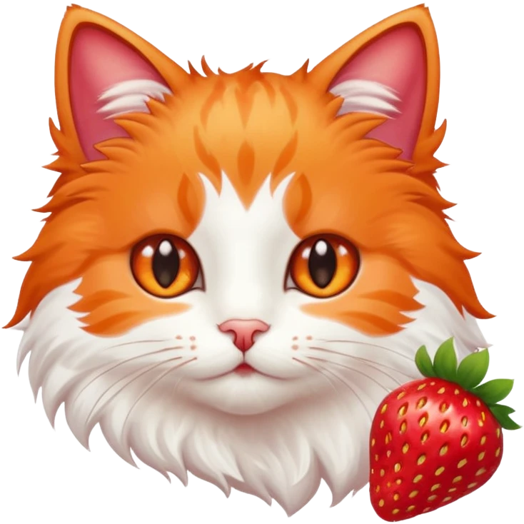 I want a cute cat with strawberries emoji
