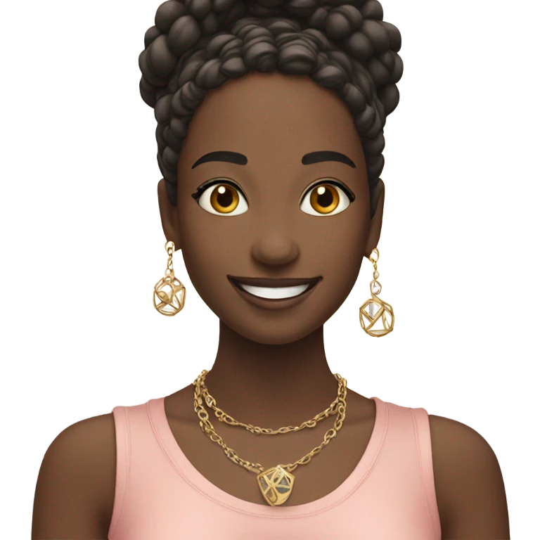 smiling girl outdoors with jewelry emoji