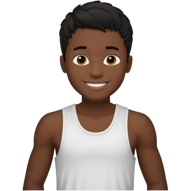 Un garçon qui a des locks noir  il sourit c’est un renoi il a un débardeur emoji