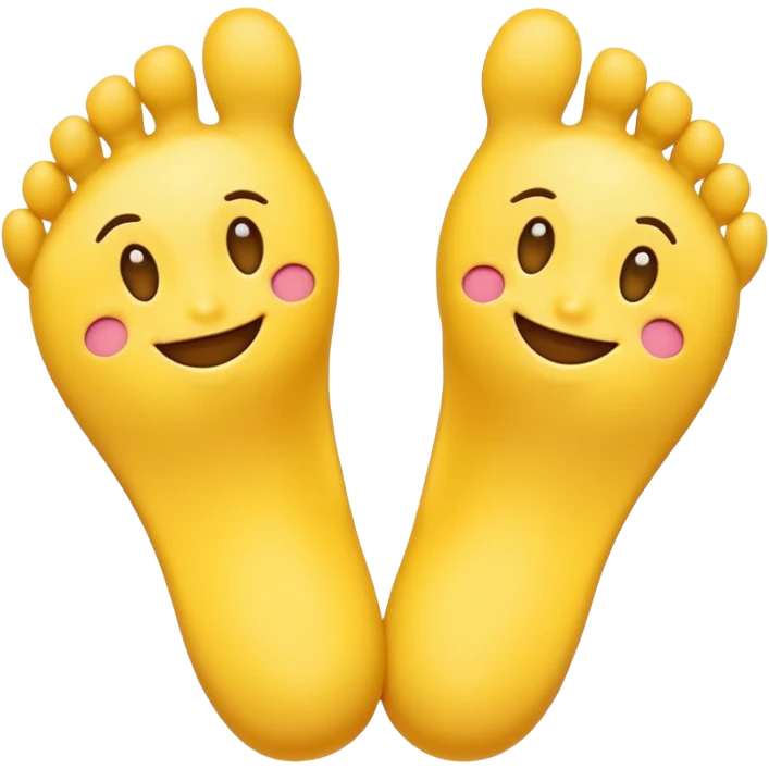 Create a yellow smiling emoji but replace the eyes with feet emoji