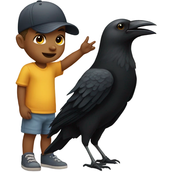 Toddler with crow emoji