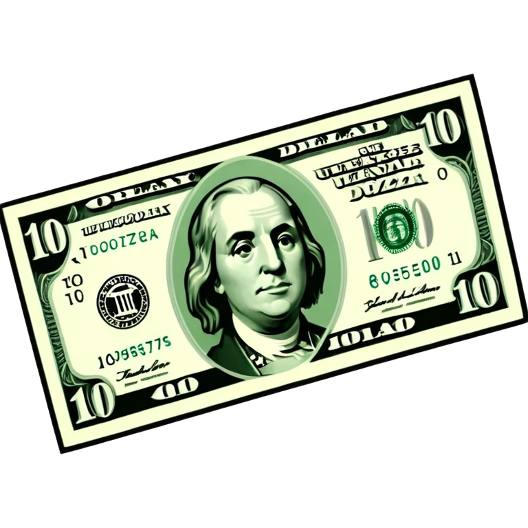 3D realistic US 100 dollar bill sticker, slight perspective, centered, clean cutout, transparent background, no text, no watermark emoji