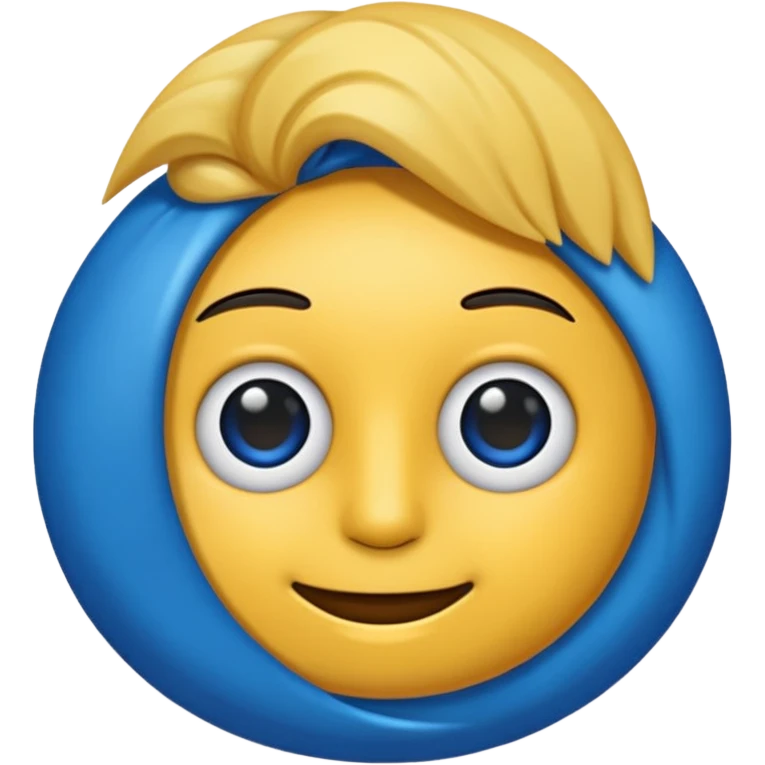 Emoji simples redondo azul com um sinal de certo no meio preto emoji