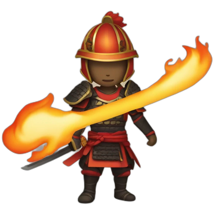 Fire samurai with a sword emoji