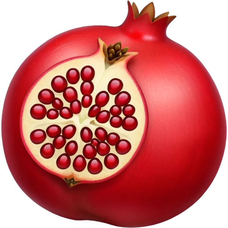 realistic pomegranate with seeds showing emoji