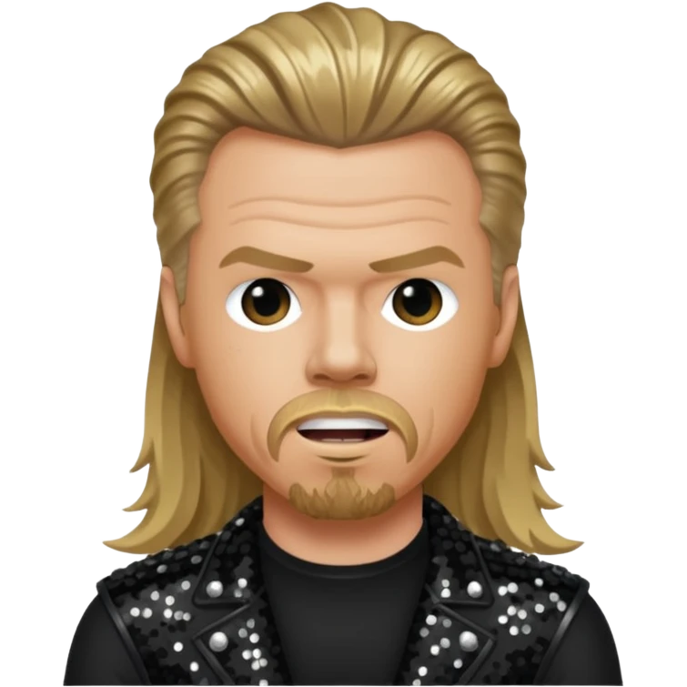 James Hetfield with long dark blonde hair, black sequin outfit  emoji