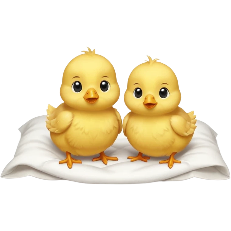 Two baby chicks laying in bed emoji