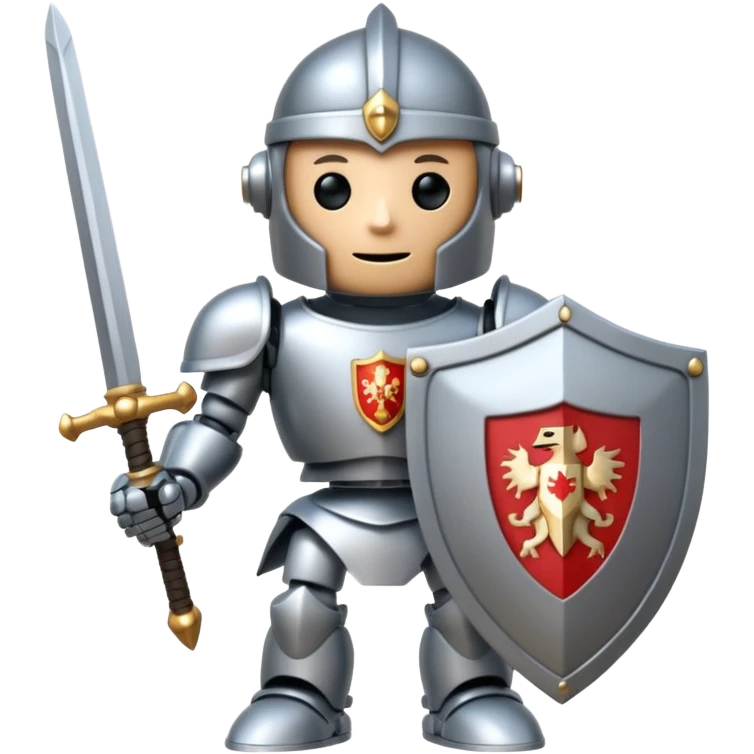 Knight Robot with a shield and sword and a crest in the chest  emoji
