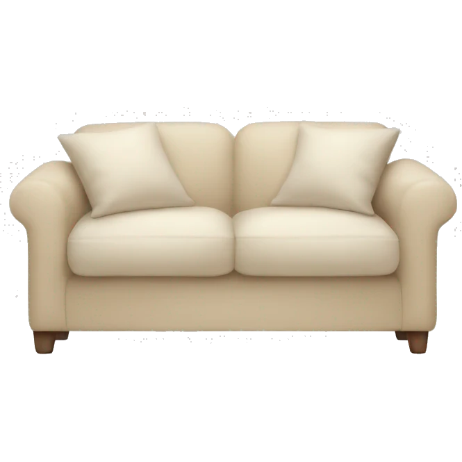 Beige sofa with white cushions and blanket emoji