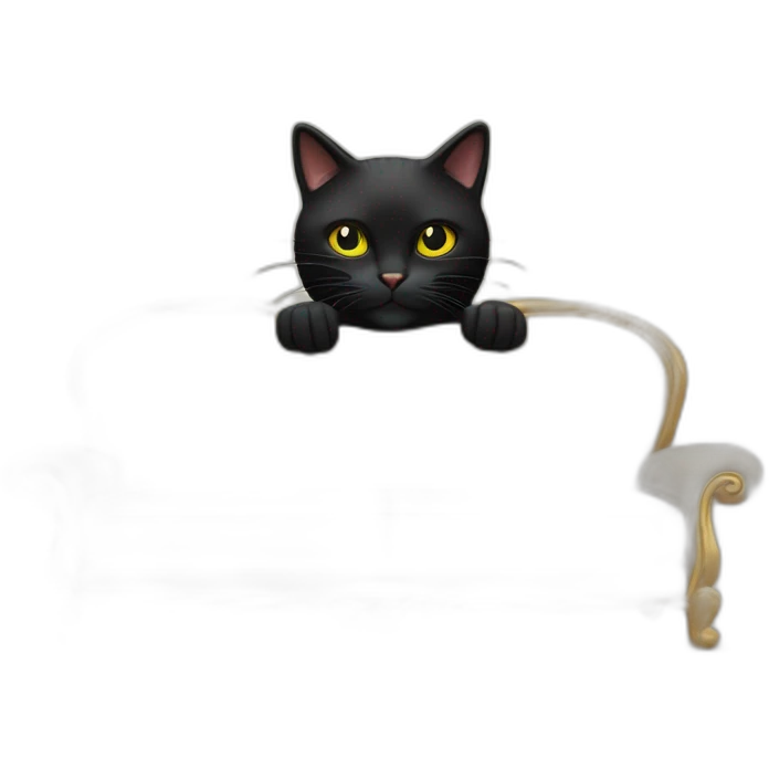 Un chat noir qui fait des griffes sur un canapé emoji