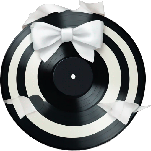 vinyl record with white bow emoji