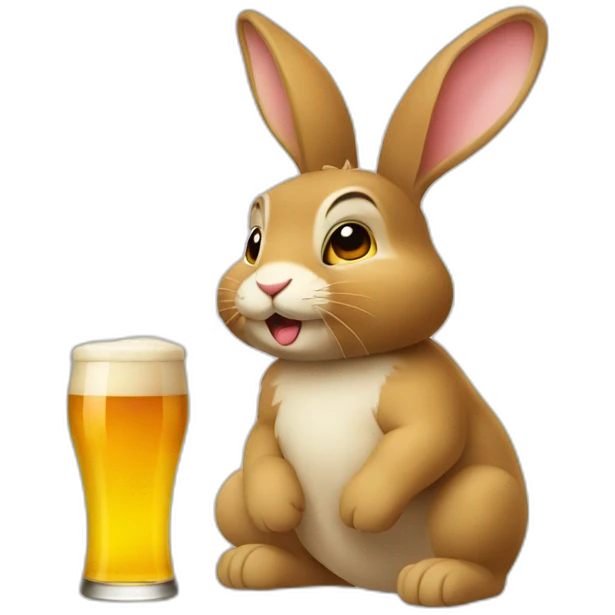 Lapin avec une bière emoji