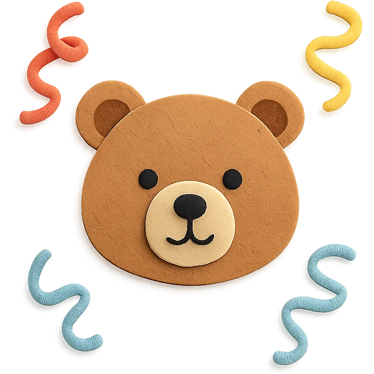 bear with swirly streamers around in paper-craft style emoji