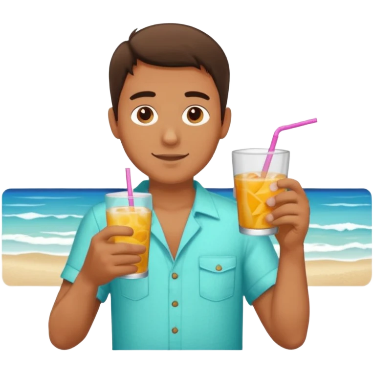 man with drink , beach shirt emoji