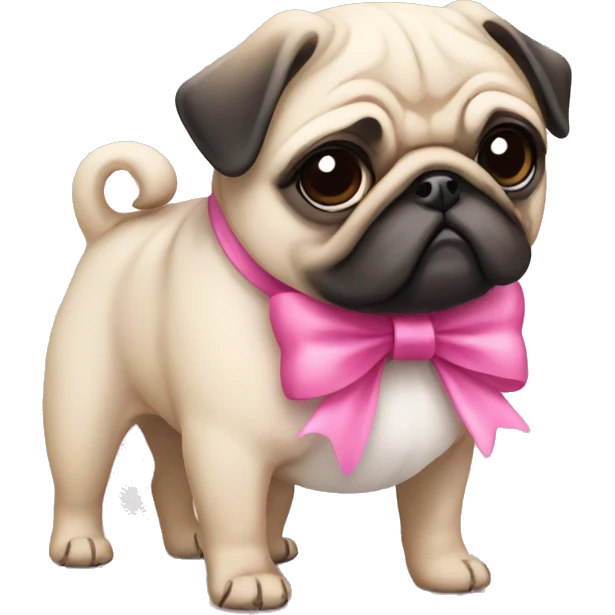 Pug with pink bow  emoji