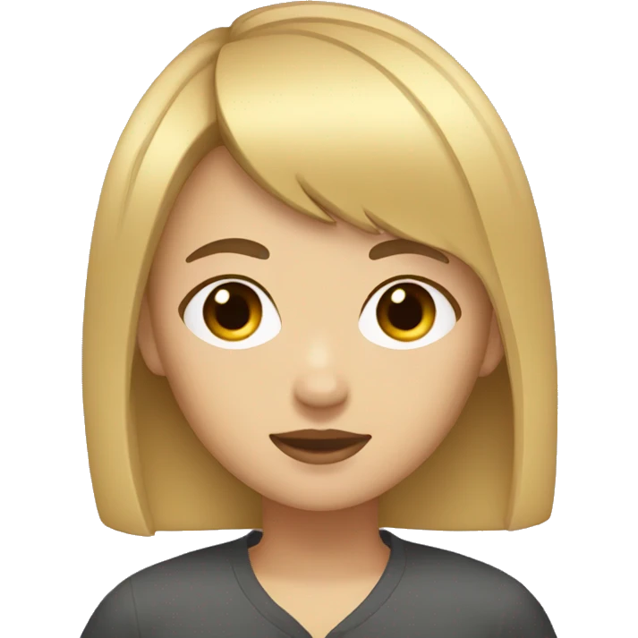 Girl with blond short hair bangs and Asian eyes emoji