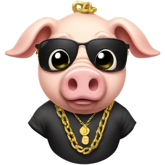 Thug pig with gold chain emoji