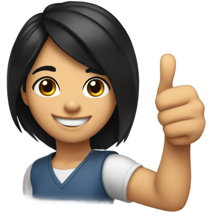smiling girl with black hair thumbs up emoji