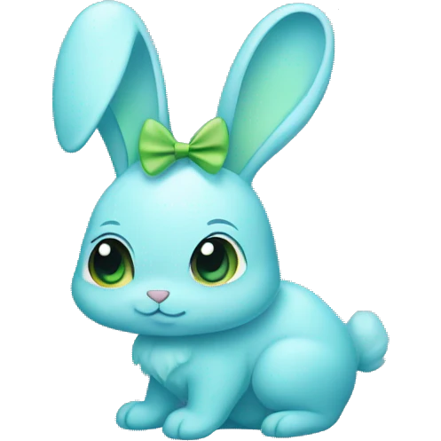 light blue bunny wearing a light green bow emoji