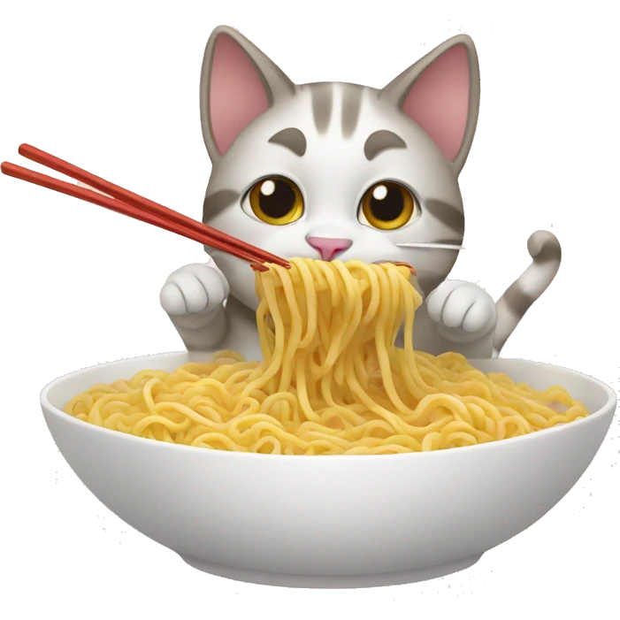 Cat eating noodles  emoji