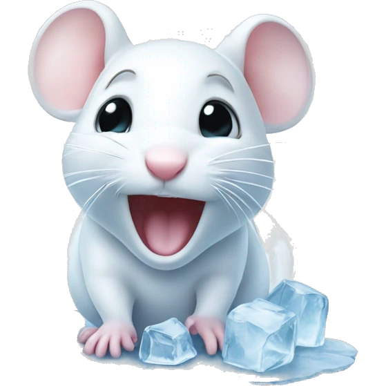 Cute white mouse in ice emoji