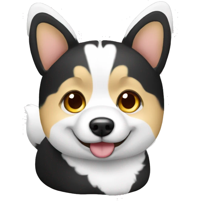 Black&White corgie that works with laptop emoji