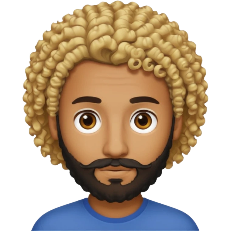 Brown man with curly blonde hair and a black beard emoji