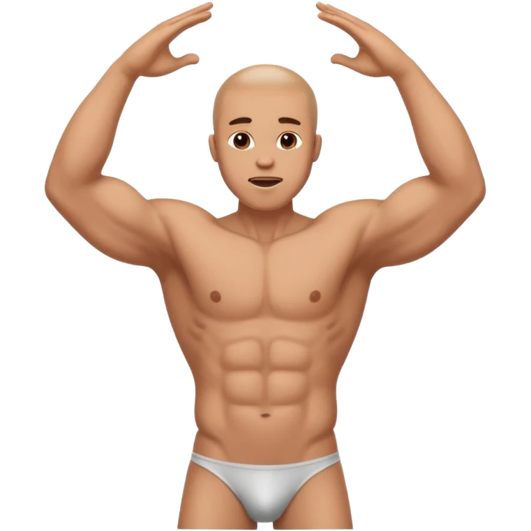 A man who has his balls to big and move yours hands upp and down emoji