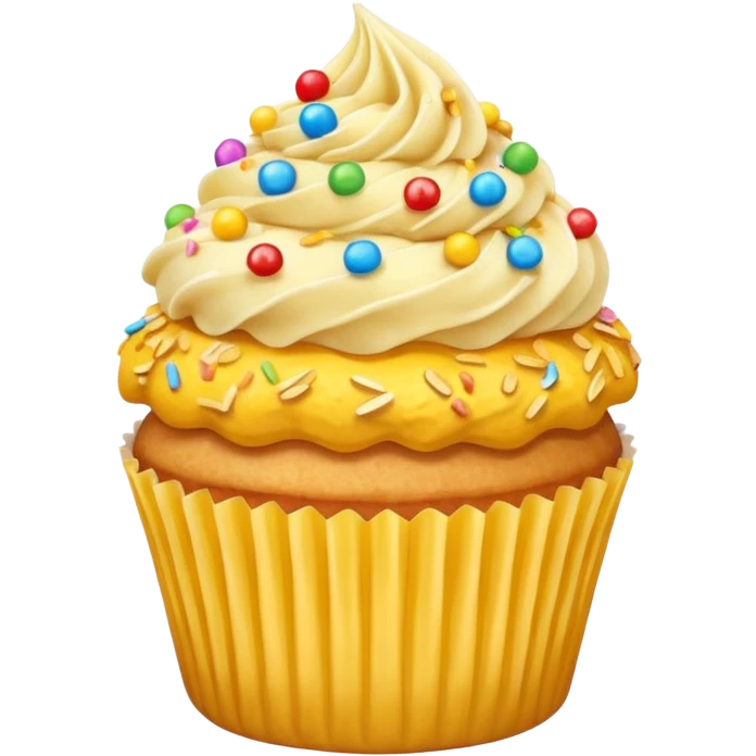 Vanilla cupcake with fried cereal flakes & sprinkles on top emoji