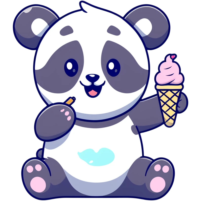 Panda eating ice cream emoji