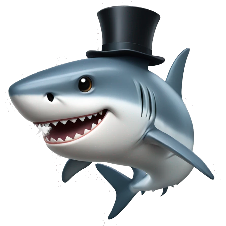 Shark with a top hat emoji