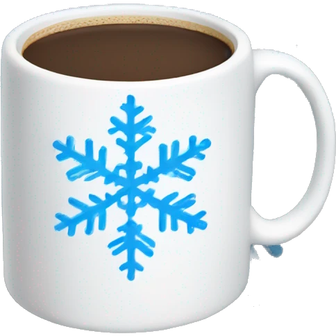 A mug of coffee  with a blue snowflake emoji