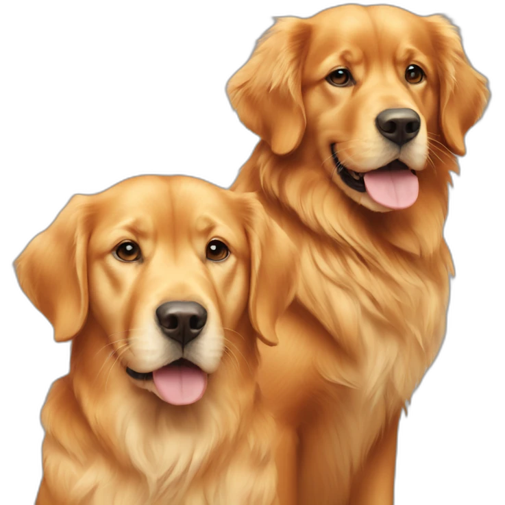 one orange cat and two golden retriever dogs emoji
